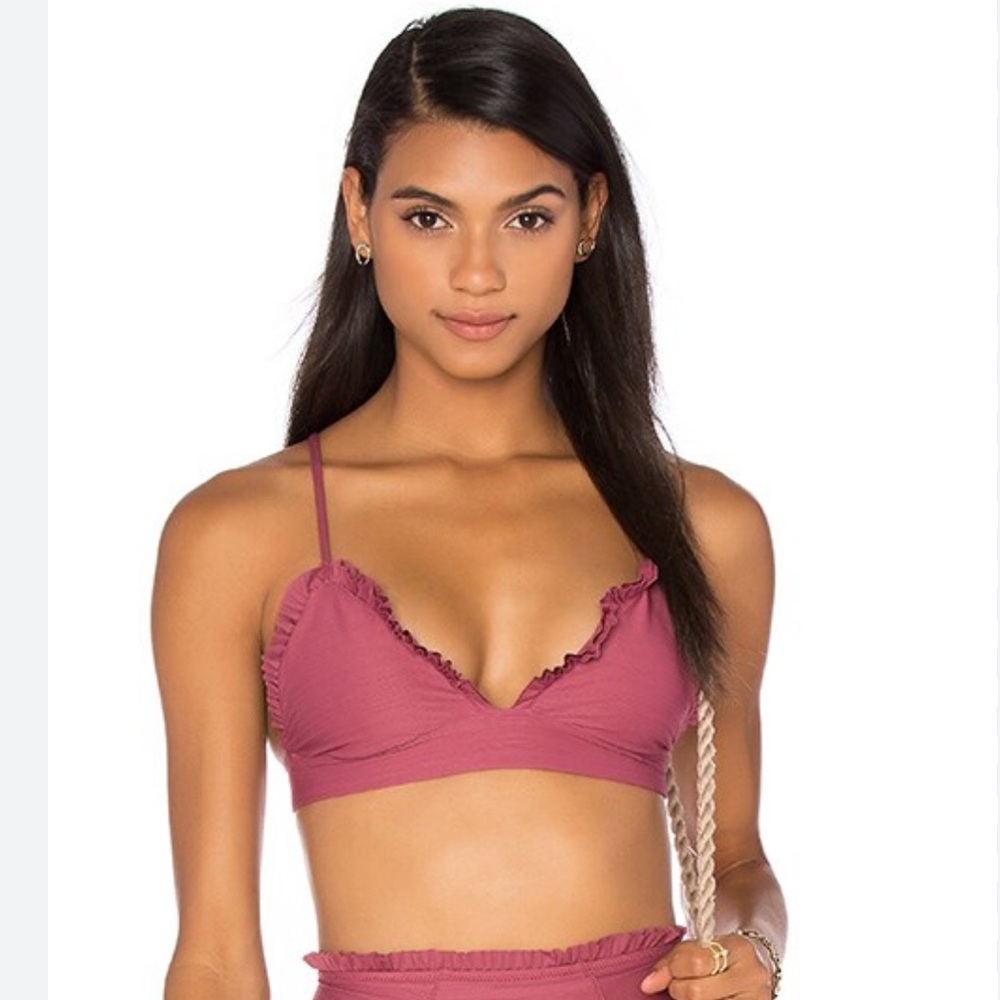 For Love and Lemons St. Lucia Triangle Bikini in Rose Size Small‎